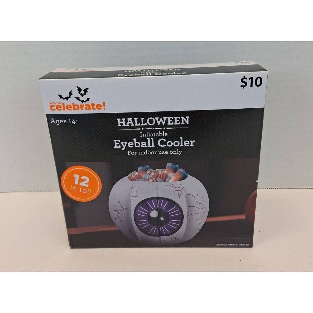 Halloween Way to Celebrate Inflatable White Eyeball Bowl Cooler 12" Party NIB